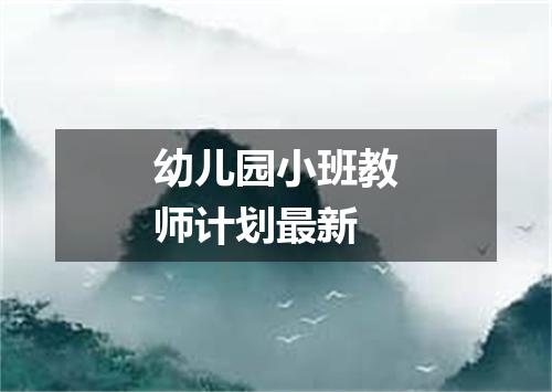 幼儿园小班教师计划最新