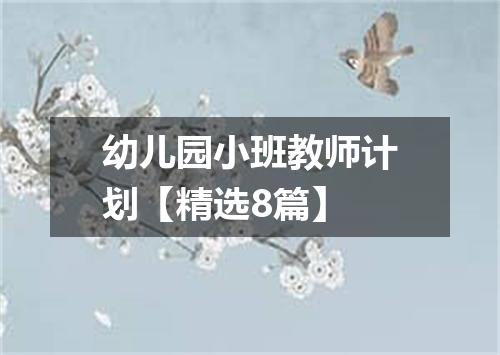 幼儿园小班教师计划【精选8篇】