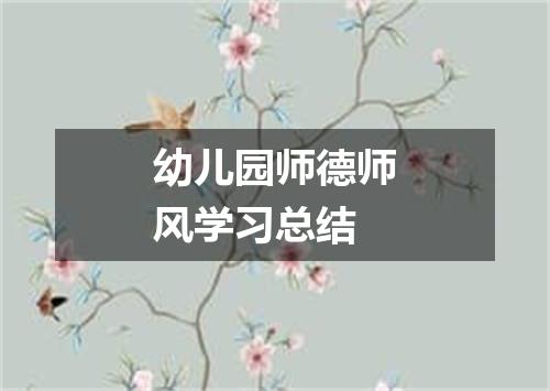 幼儿园师德师风学习总结
