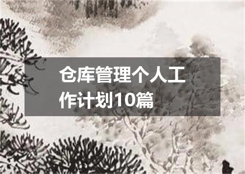 仓库管理个人工作计划10篇