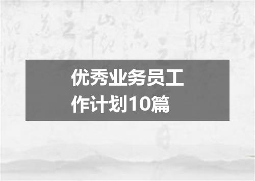 优秀业务员工作计划10篇