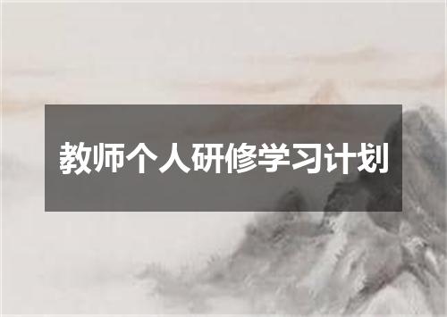 教师个人研修学习计划