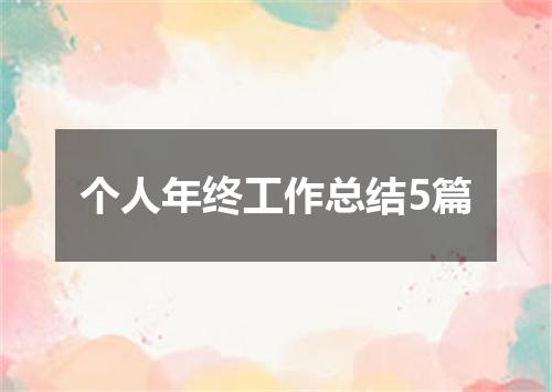 个人年终工作总结5篇