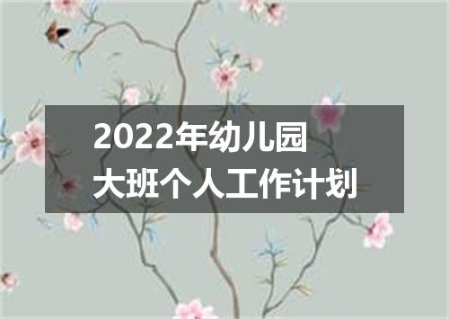 2022年幼儿园大班个人工作计划