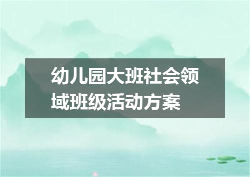幼儿园大班社会领域班级活动方案