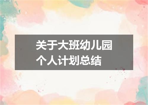关于大班幼儿园个人计划总结