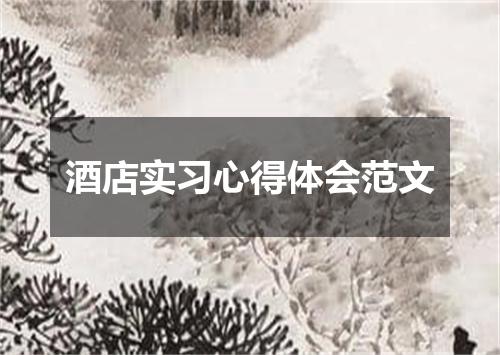 酒店实习心得体会范文