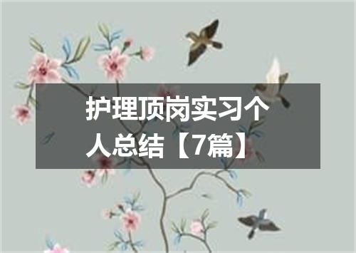 护理顶岗实习个人总结【7篇】