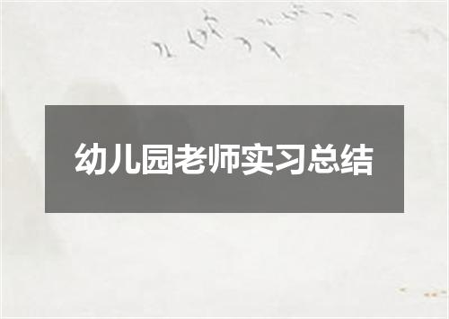 幼儿园老师实习总结