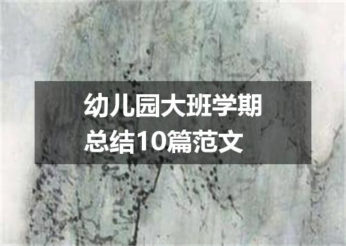 幼儿园大班学期总结10篇范文