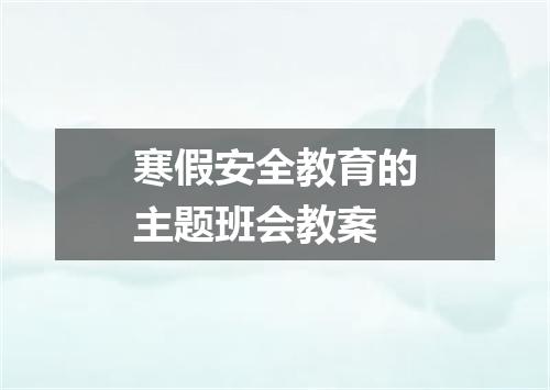 寒假安全教育的主题班会教案