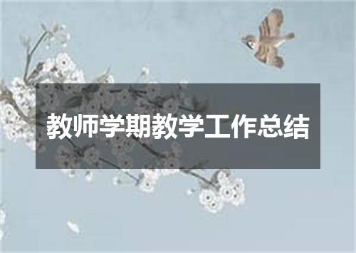 教师学期教学工作总结