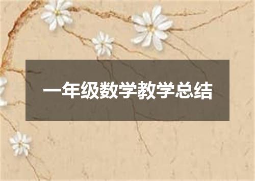 一年级数学教学总结