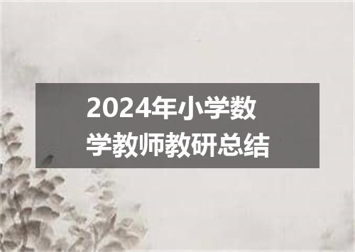 2024年小学数学教师教研总结