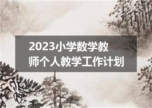 2023小学数学教师个人教学工作计划