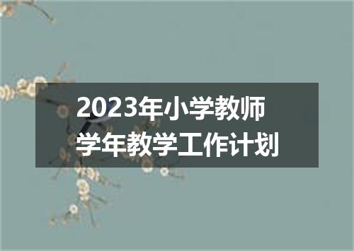 2023年小学教师学年教学工作计划