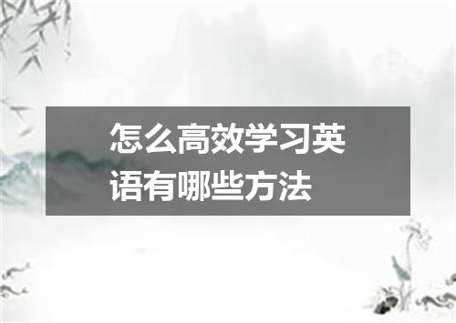 怎么高效学习英语有哪些方法