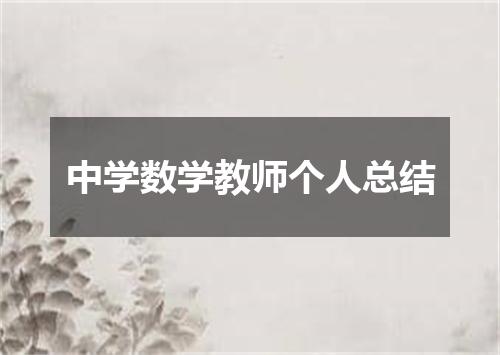 中学数学教师个人总结