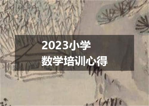 2023小学数学培训心得