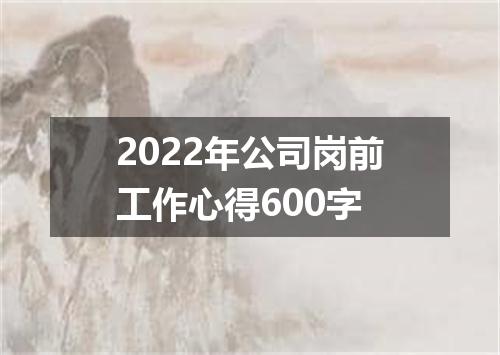 2022年公司岗前工作心得600字