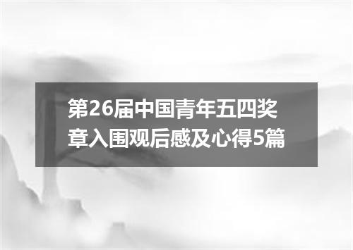 第26届中国青年五四奖章入围观后感及心得5篇