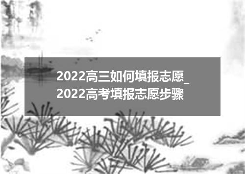 2022高三如何填报志愿_2022高考填报志愿步骤