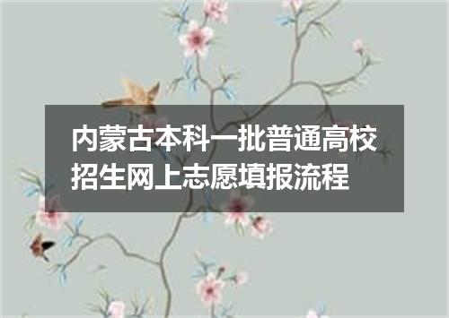 内蒙古本科一批普通高校招生网上志愿填报流程