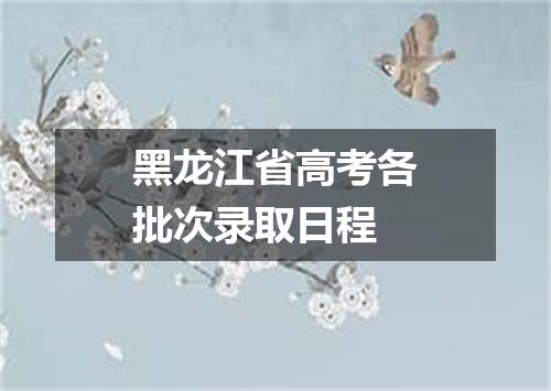 黑龙江省高考各批次录取日程