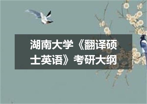 湖南大学《翻译硕士英语》考研大纲