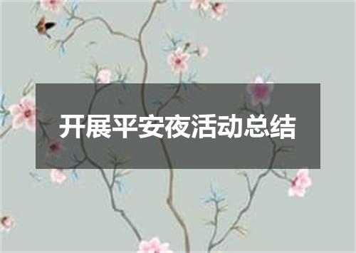 开展平安夜活动总结