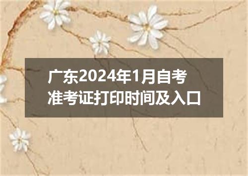 广东2024年1月自考准考证打印时间及入口