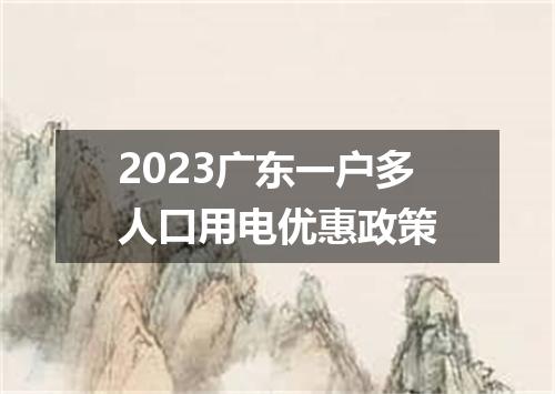 2023广东一户多人口用电优惠政策