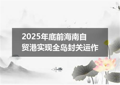 2025年底前海南自贸港实现全岛封关运作