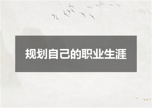 规划自己的职业生涯