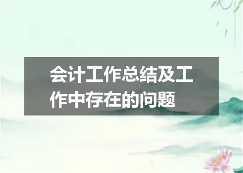 会计工作总结及工作中存在的问题