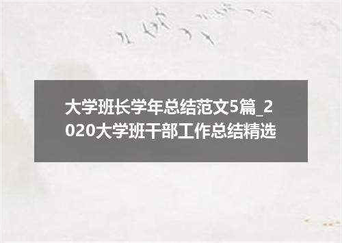 大学班长学年总结范文5篇_2020大学班干部工作总结精选