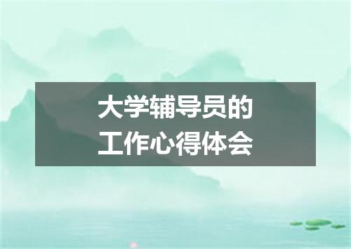 大学辅导员的工作心得体会