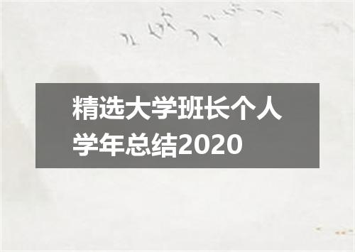 精选大学班长个人学年总结2020
