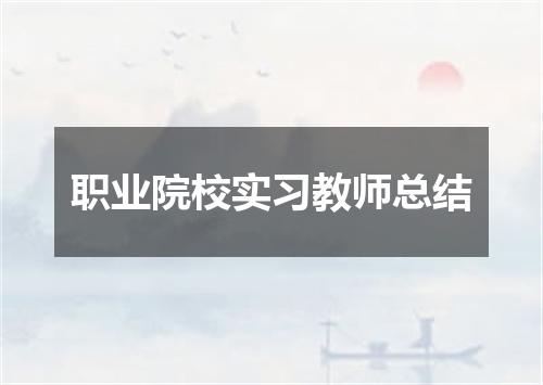 职业院校实习教师总结