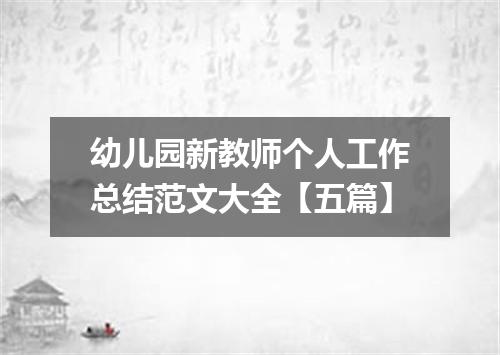 幼儿园新教师个人工作总结范文大全【五篇】