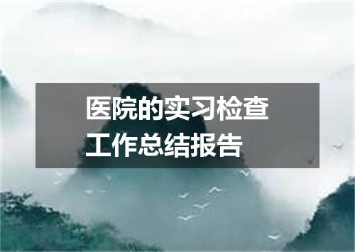 医院的实习检查工作总结报告