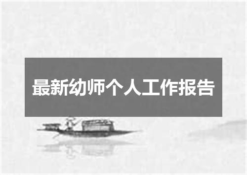 最新幼师个人工作报告