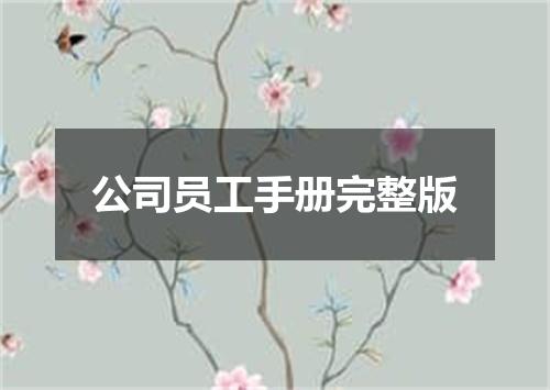 公司员工手册完整版