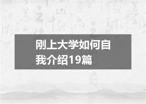 刚上大学如何自我介绍19篇