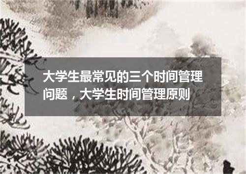 大学生最常见的三个时间管理问题，大学生时间管理原则