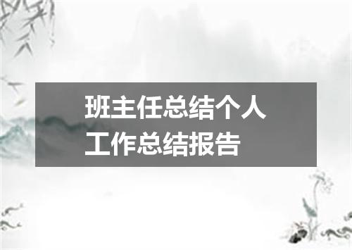 班主任总结个人工作总结报告