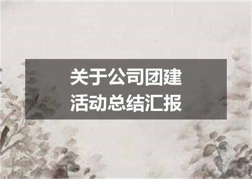 关于公司团建活动总结汇报
