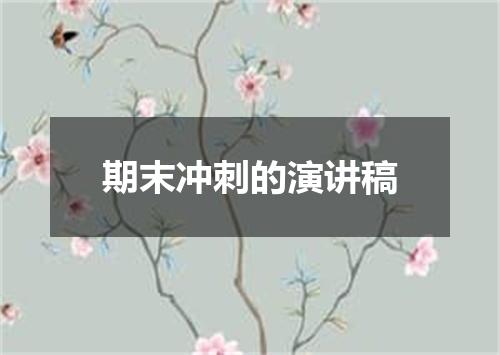 期末冲刺的演讲稿