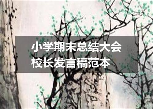 小学期末总结大会校长发言稿范本