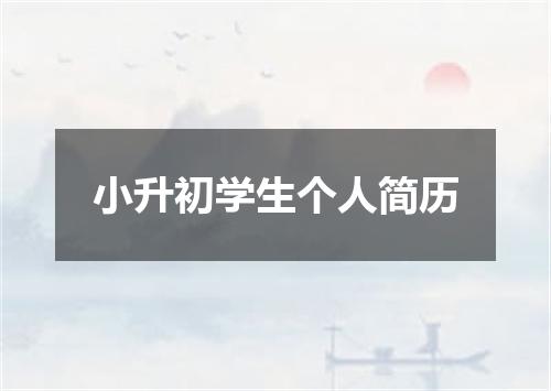 小升初学生个人简历